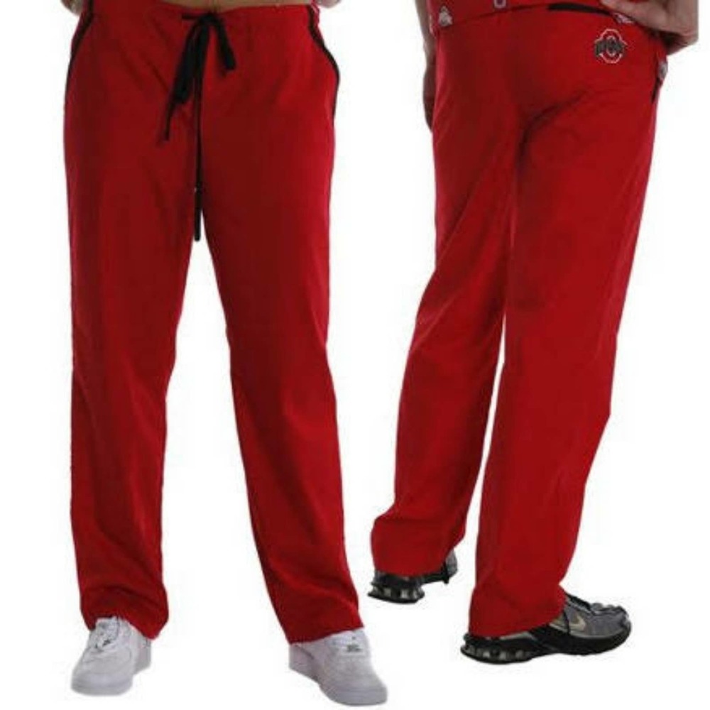 NWT DUDZ Ohio State Men's Red Scrub Pants Sz Small
